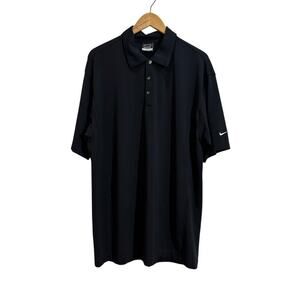 Nike Men XL Golf Shirt Black Short Sleeve Button Collar Sport Athleisure